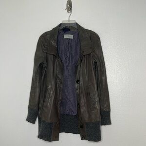 BROGDEN Women’s Soft Leather Jacket With Knit Cuffs And Hem Size 42 / Medium